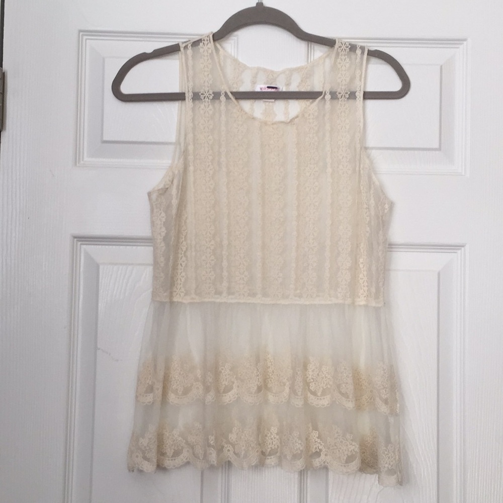 Cream Lace Overlay Tank